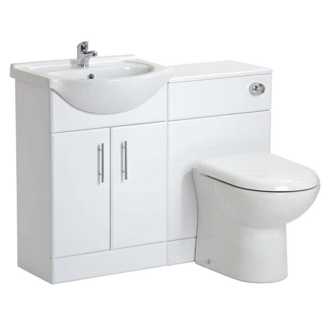 Vanity Unit With Combined Sink Toilet Bathroom Suite Furniture Wc Set
