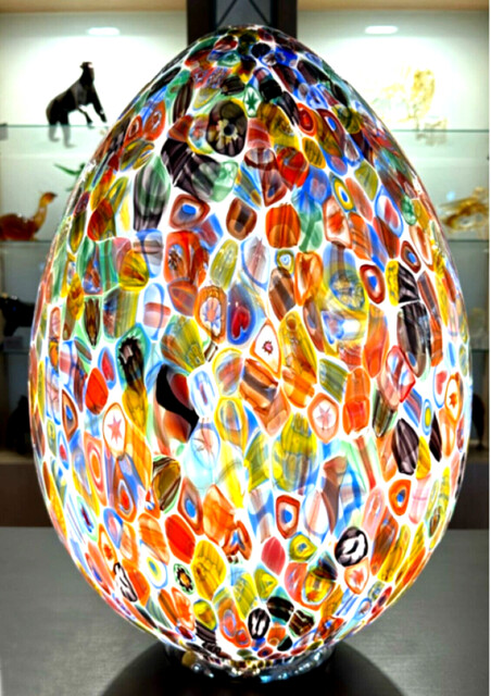 Modern Venetian Table Lamp In Murano Glass Murrine Egg Design
