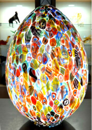 Modern Venetian Table Lamp In Murano Glass Murrine Egg Design
