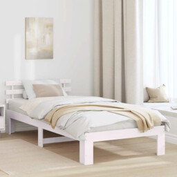 Bed Frame With Headboard White 90 X 190 Cm Solid Pine Wood Vidaxl