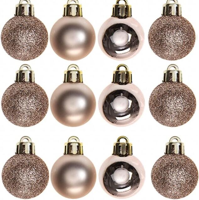 12x Christmas Baubles Hanging Decoration Rose Gold Ball Xmas Tree