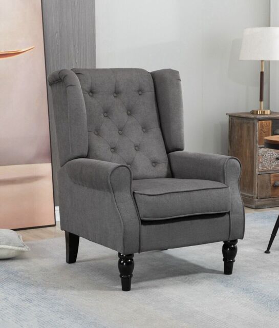 Accent Chair Wingback Armchair - Dark Grey (uk833695v71cg0341)