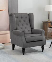 Accent Chair Wingback Armchair - Dark Grey (uk833695v71cg0341)