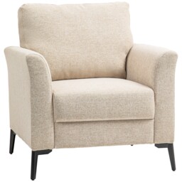 Homcom Linen Fabric Modern Accent Chair With Metal Legs, Wood Frame,