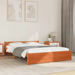 Bed Frame With Headboard Wax Brown 140 X 190 Cm Solid Pine Wood Vidaxl