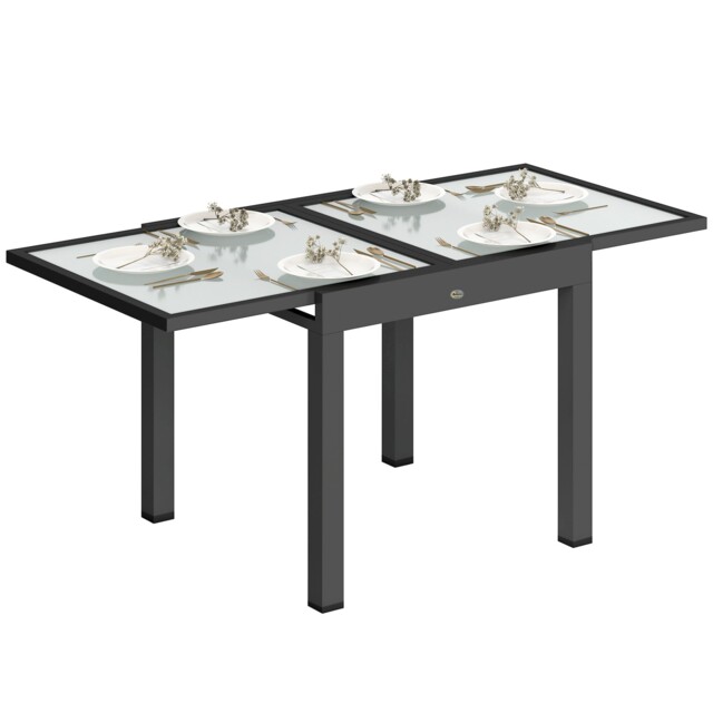 Outsunny Extendable Outdoor Dining Table Patio Table, Clear