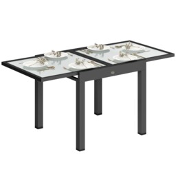 Outsunny Extendable Outdoor Dining Table Patio Table, Clear
