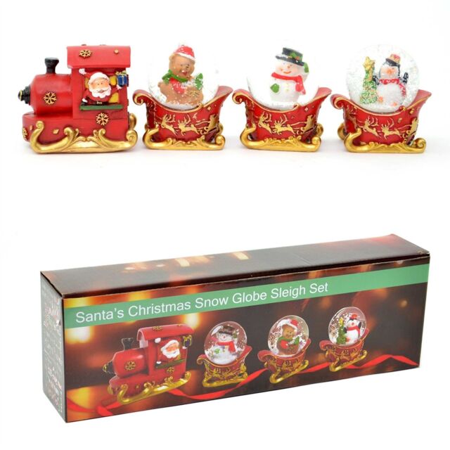 Christmas Train Snow Globe Sleigh Set Kids Nativity Xmas Decorations