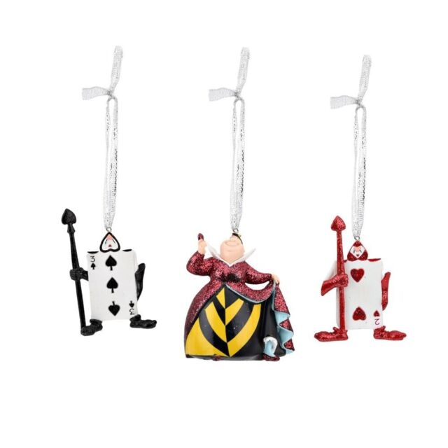 Disney Set Of 3 Alice In Wonderland Queen Of Hearts Christmas Tree