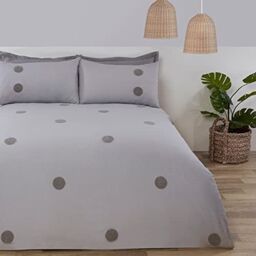 Sleepdown Embroidered Tufted Polka Dot Circles Grey Luxury Soft Cosy
