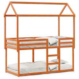 Bunk Bed With Roof Wax Brown 90x190 Cm Solid Wood Pine Vidaxl
