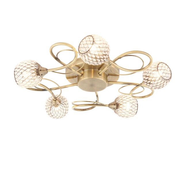 Ceiling Light Brass Aherne 5 Antique Endon 73757