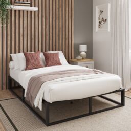 Platform Bedframe 120cm 4ft Small Double Black Under Mattress &