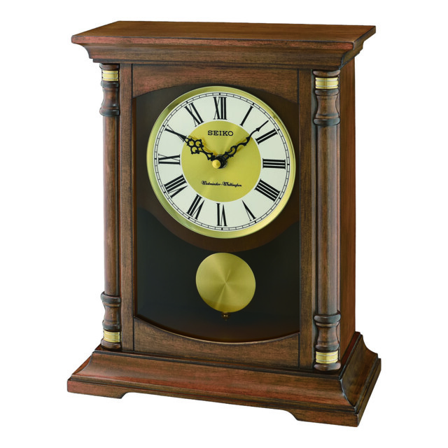 Seiko Wooden Westminster Mantel Clock Qxq034b