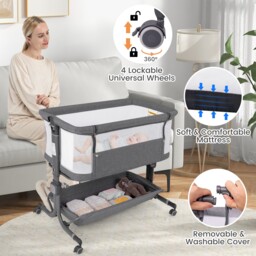 Sleeper Bedside Crib Folding Portable Bassinet-dark Gray