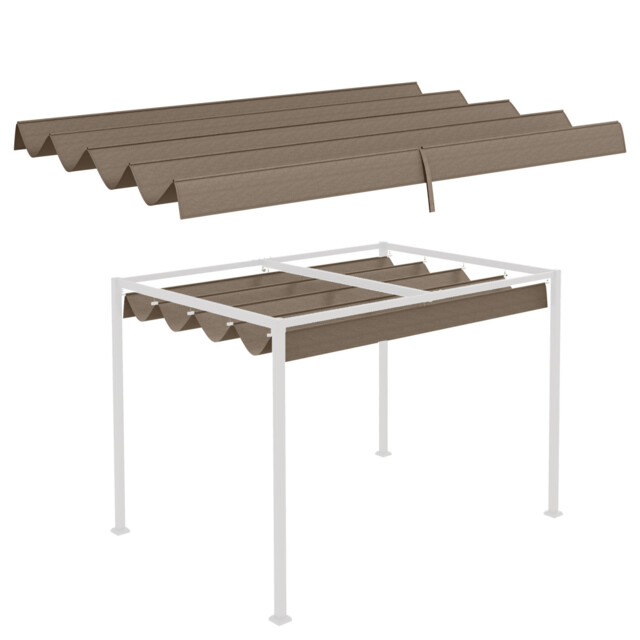 Pergola Roof Cover Brown Polyester 286x245cm Pu Coated Uv30+ Drainage