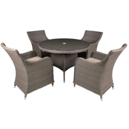 Garden Dining Set, 5-piece, Glass Table Top, Chairs X 4, Chester