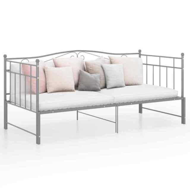 Pull-out Sofa Bed Frame Grey Metal 90x200 Cm Vidaxl