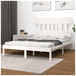 Bed Frame Solid Pine Wood White 200x200 Cm Headboard Rustic Sturdy
