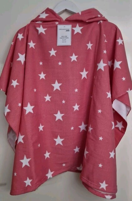Dreamscene Ohs Blush Star Kids Hooded Poncho Towel Childrens Beach