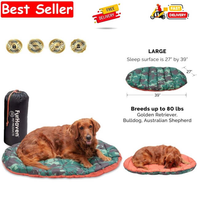 Large Dog Bed Trail Pup Travel Pillow Mat W/stuff Sack, Washable -