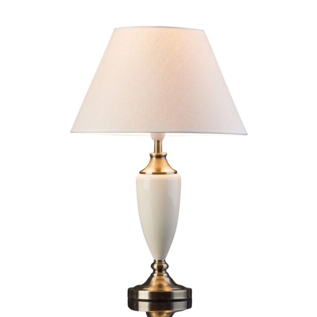 Table Lamp Malham Large Ceramic With Matching Shade - Cream & Antique