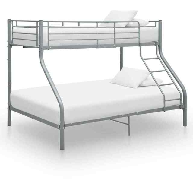 Bunk Bed Frame Grey Metal 140x200 Cm/90x200 Cm Vidaxl