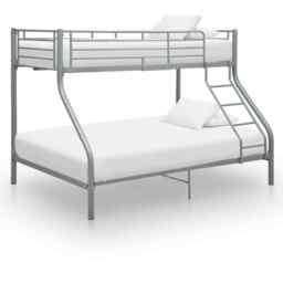 Bunk Bed Frame Grey Metal 140x200 Cm/90x200 Cm Vidaxl