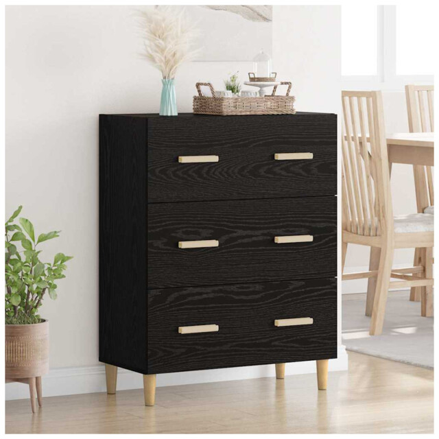 Sideboard Black Oak 69.5x34x90cm Engineered Wood Compact Modern