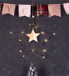 Metal Christmas Silhouette With Led String Lights Battery Powered Xmas