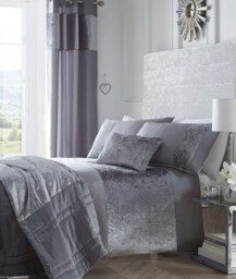 Silver / Grey Boulevard Crushed Velvet Panel Elegant Lined Eyelet