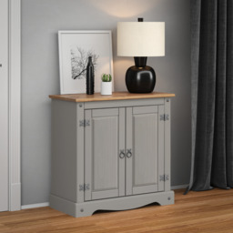 Corona Sideboard Grey 2 Door Small Cupboard Solid Wood Mexican Pine
