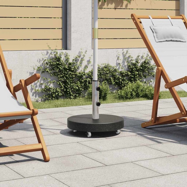Parasol Base Granite 30 Kg Round Black Vidaxl