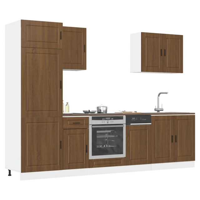 7 Piece Kitchen Cabinet Set Porto Brown Oak Engineered Wood Vidaxl