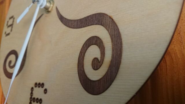 Wooden Wall Clock With Led And Walnut Inlay