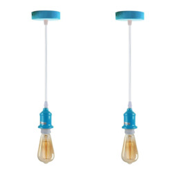 Pendant Light Blue 2-pack Metal/pvc E27 Fitting 104cm H Adjustable