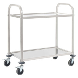 Kitchen Trolley Stainless Steel 2-tier 95x45x83.5cm Silver With Braked