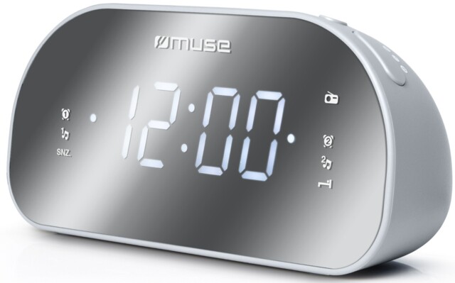 Muse Dual Alarm Clock Radio, Mirror Fronted Fm Pll, M-170cmr