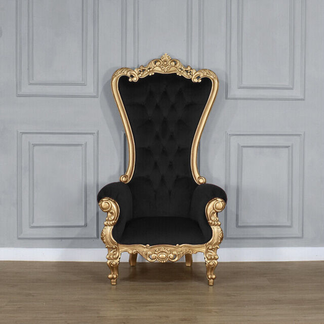 Throne Chair Lazarus - Wedding Chair - Gold Leaf And Black Velvet