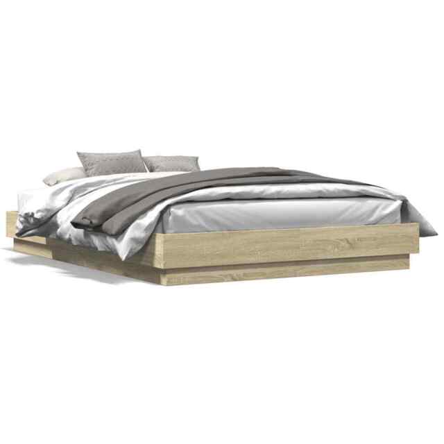 Bed Frame Sonoma Oak 140x200 Cm Engineered Wood Vidaxl
