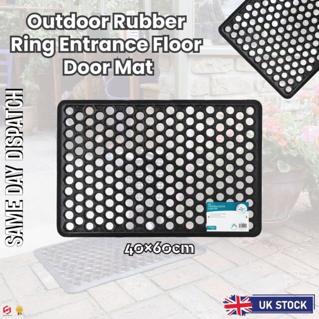 Jvl Rubber Ring Heavy Duty Outdoor Large Door Mat Black, 40 X 60 Cm