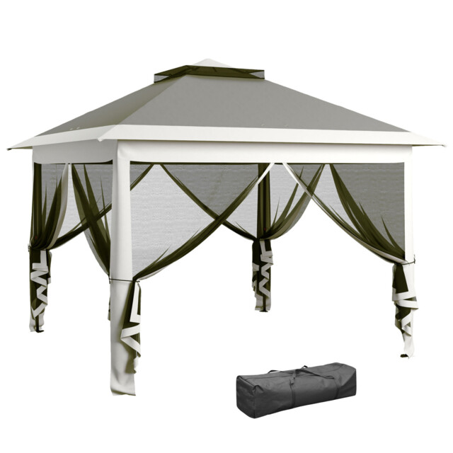 Pop Up Gazebo Dark Grey 330x330x288cm Steel Oxford Mesh Adjustable