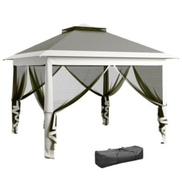 Pop Up Gazebo Dark Grey 330x330x288cm Steel Oxford Mesh Adjustable