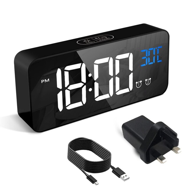 Hermic Alarm Clock, Digital Clock Usb Rechargeable With Temperature