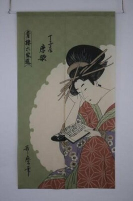 Japanese Noren Ukiyoe Chinese Poem 14-228 Narumikk 85x150cm Tapestry