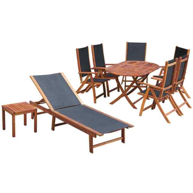 9 Piece Outdoor Dining Set With Cushions Solid Acacia Wood Vidaxl