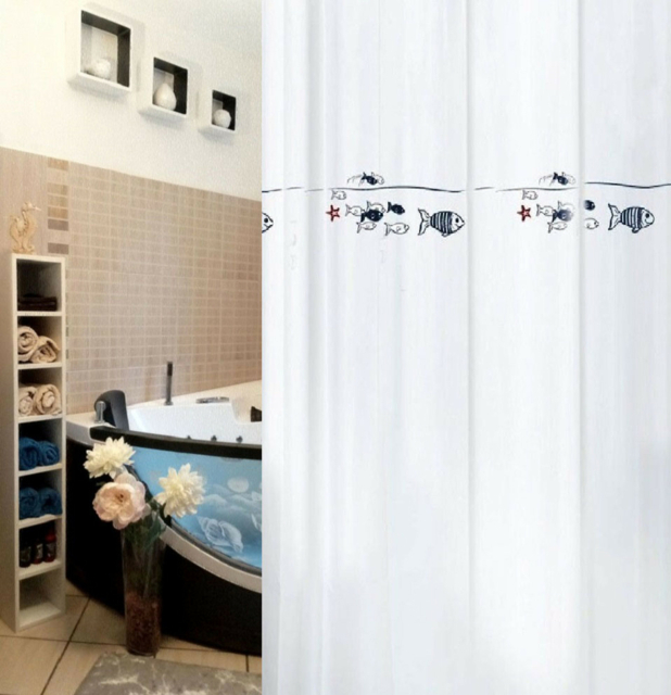 Sanwood Fabric Shower Curtain Fish 180 X 200 Cm.