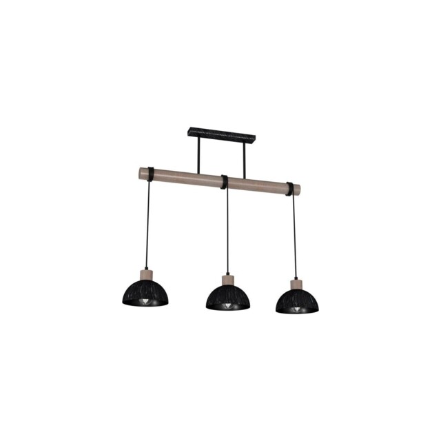 Erik Sawn Black/patinated Wood Pendant Light 3xe27 Mlp7640
