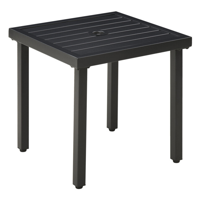 Garden Side Table W/ Umbrella Hole Patio Balcony Coffee Table Outdoor