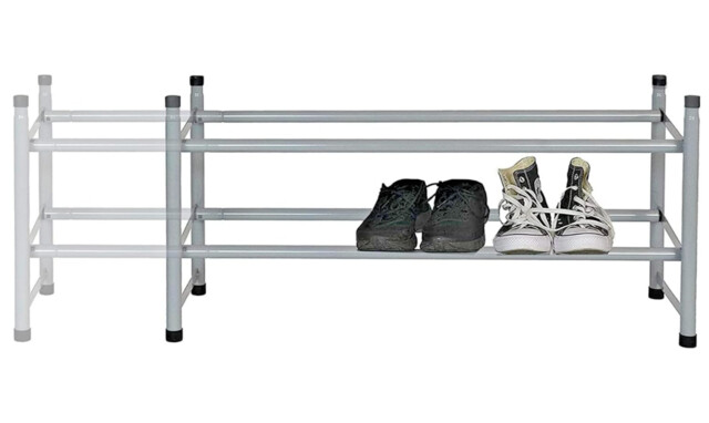 Extendable Shoe Rack 2 Tier Adjustable 64–120cm Space Saving Storage